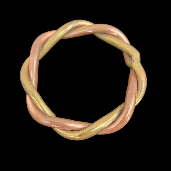Vintage Handmade Gold Toned Brass and Copper Twisted Metal Bangle Bracelet - Picture 1 of 7
